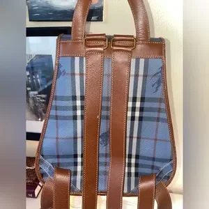 Burberry Haymarket Check Blue Backpack Leather Vintage Burberry | Bags | Burberry Haymarket Check Blue Backpack  main image 2